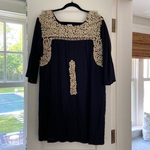J. Marie embroidered black dress, size large